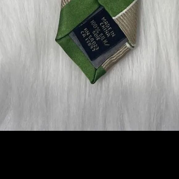 Banana Republic Mens Tan Green & White Striped Necktie - Picture 9 of 9